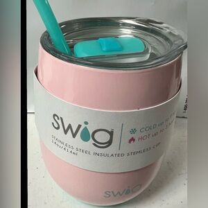 Swig Life wine / coffee tumbler / 14 oz / straw / Light Pink / NEW with tags